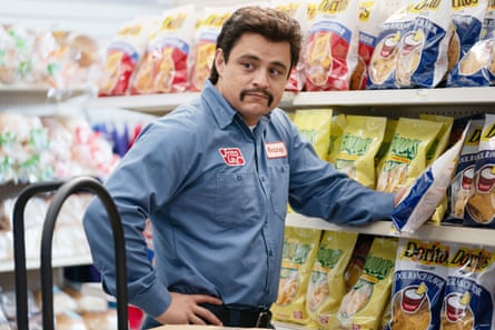 Jesse Garcia as Richard Montañez, the janitor-made-good at Frito-Lay, in Eva Longoria’s Flamin’ Hot.