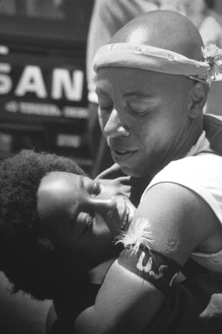 A mom and son with Sistah Boom at San Francisco Pride parade, June 1984.