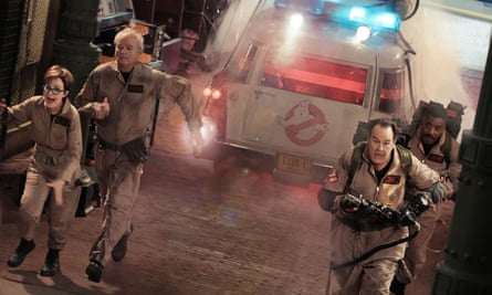 Janine (Potts), Peter (Bill Murray), Ray (Dan Aykroyd) and Winston (Ernie Hudson) in Ghostbusters: Frozen Empire.