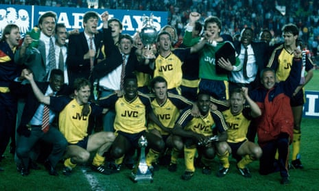 Arsenal celebrate after winning the First Division championship at the climax of the 1988-89 season.