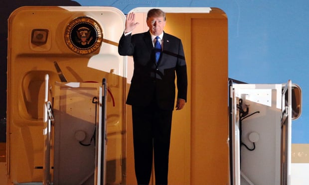 Trump arrives at Noi Bai airport in Hanoi.