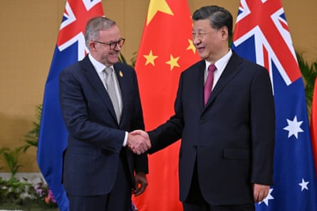 Australian prime minister Anthony Albanese meets China’s president Xi Jinping during the 2022 G20 summit in Bali in November.