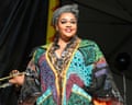 Jill Scott at the Orleans Jazz and Heritage festival in New Orleans, Louisiana, in 2023.