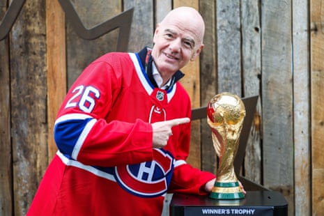 Fifa president Gianni Infantino with the World Cup trophy.