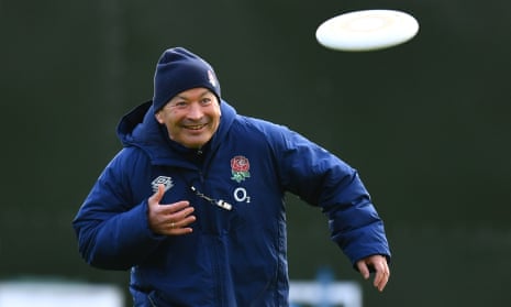 Eddie Jones, throwing a frisbee during England training, said: ‘No one likes to see a game called off because of a breakdown in protocols.’