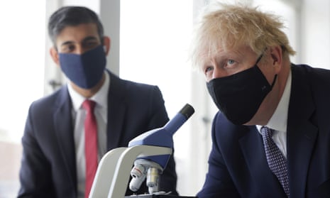 Rishi Sunak and Boris Johnson visiting a London school in April.