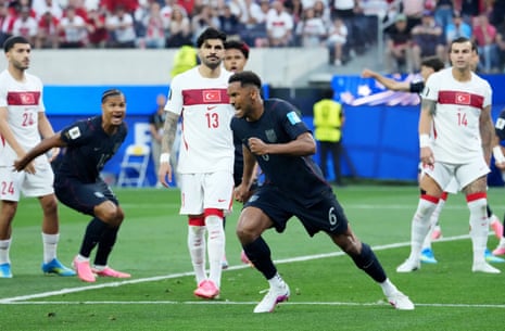 Auston Trusty of the U.S. celebrates scoring their first goal