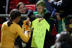 Sam Kerr gives Patrick Dobbin, 6, her shirt