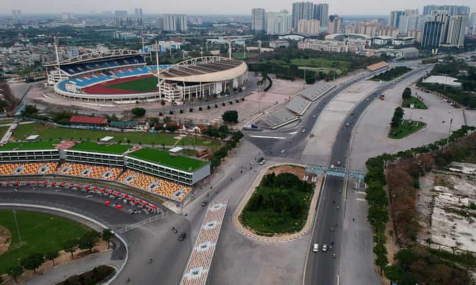 Aerial photo of the Formula One Vietnam Grand Prix race track in Hanoi taken in March.