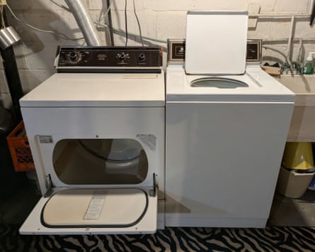 A Maytag washing machine and a Whirlpool tumble dryer.