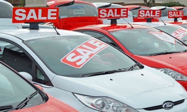 Used cars on sale on a dealership forecourt