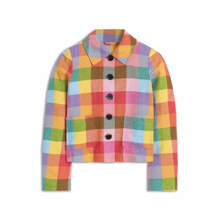 Boden Knightsbridge Linen Jacket Rainbow Multigingham