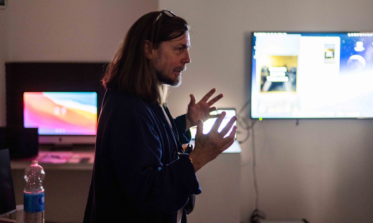 Mark Leckey runs a session at his Music &amp; Video Lab in Redruth, Cornwall.