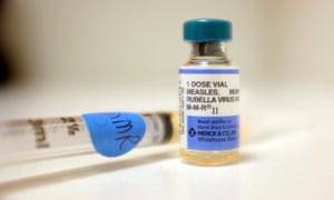 A vial of measles, mumps and rubella vaccine