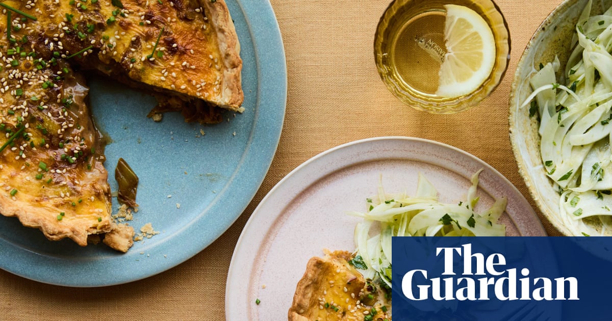 Kenji Morimoto's recipe for miso leek custard tart with fennel slaw
