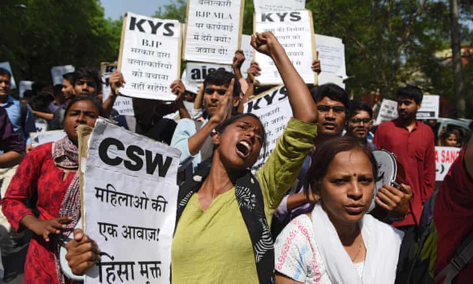 Activists protest in New Delhi after a series of rape cases in 2018 but India remains the most unsafe country for women in the world.