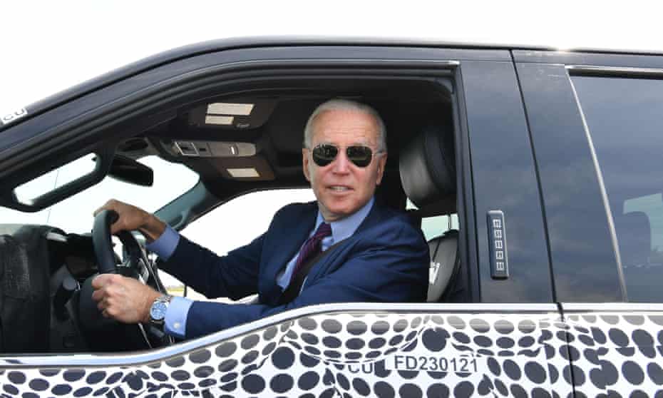 Joe Biden inside the new Lightning last week. ‘This sucker’s quick,’ he declared.