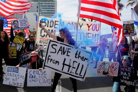 Demonstrators take part in a rally calling for the release of hostages in Tel Aviv.