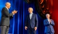 Three presidents: Barack Obama, Joe Biden and Bill Clinton during fundraising event at New York’s Radio City Music Hall on Thursday night.
