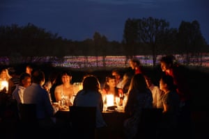 Dining at Bruce Munro’s Field of Light Uluru installation at Uluru, Northern Territory