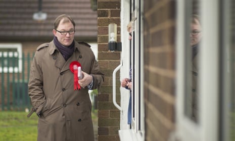 Gareth Snell campaigns on the doorsteps of homes in Bentilee, a suburb in Stoke-on-Trent.