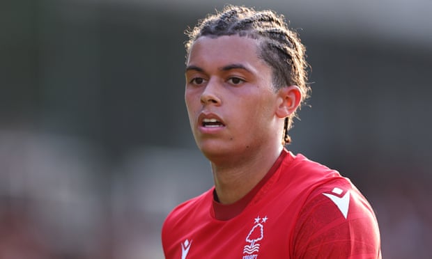 Brennan Johnson in pre-season action for Forest.