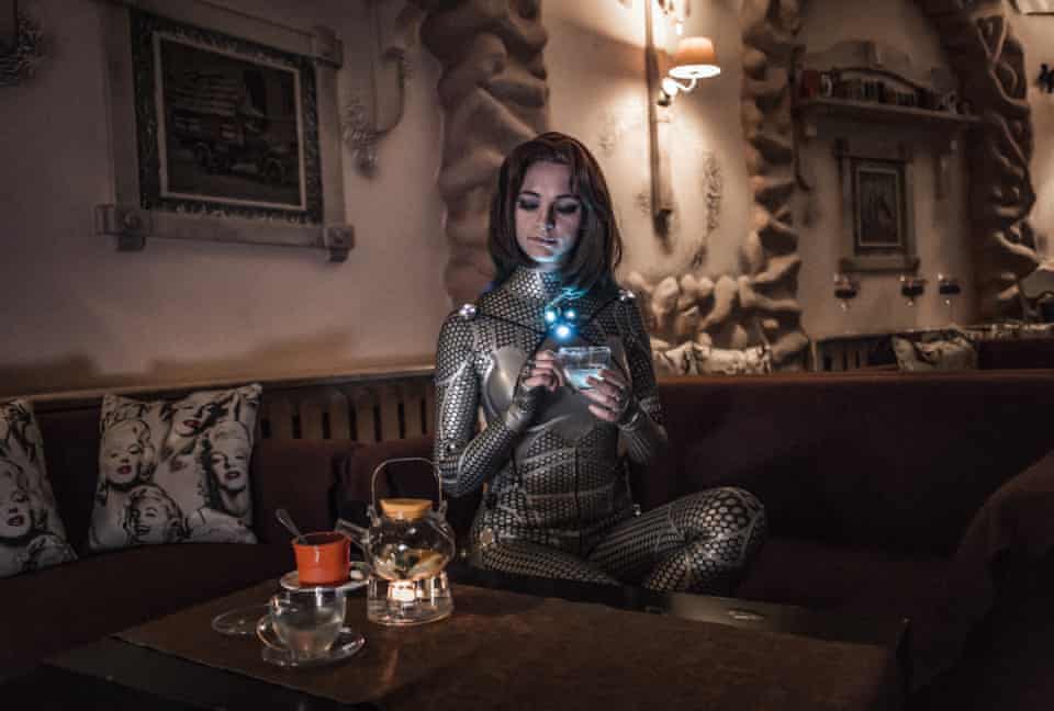 Olga Levitskaya, 24 years old trans-humanist and neuro-biologist, after a fundraising event hold in the cosmonauts’ museum, to support the development of the cybersuite