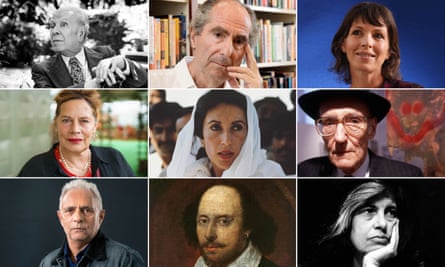 Top: Jorge Luis Borges, Philip Roth, Rachel Cusk; middle: Deborah Levy, Benazir Bhutto, William Burroughs; bottom: Hanif Kureishi, William Shakespeare and Susan Sontag – all Wylie Agency clients.