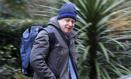 Boris Johnson leaves Downing Street after talks with David Cameron.