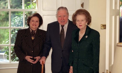 Thatcher with Pinochet and his wife in 2000 in Surrey, where the former Chilean dictator was under house arrest. Thatcher wrote: ‘Scotch is one British institution that will never let you down.’