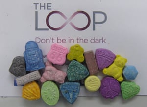 A selection of ecstasy pills seized or handed in at Parklife festival and tested by drugs harm reduction charity The Loop