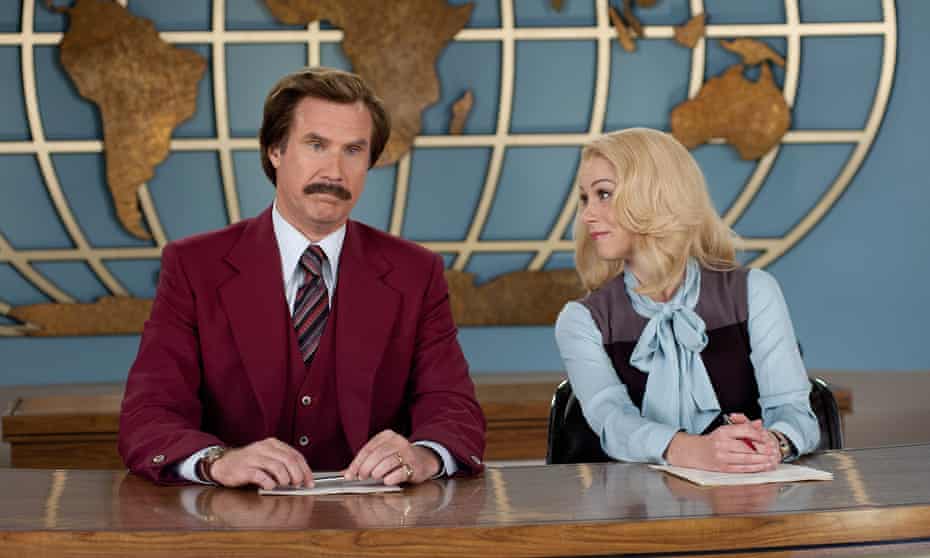 Ron Burgundy (Will Ferrell) and Veronica Corningstone-Burgundy (Christina Applegate) in 2013’s Anchorman 2