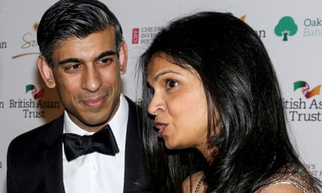 The UK chancellor of the exchequer, Rishi Sunak, and his wife, Akshata Murthy.