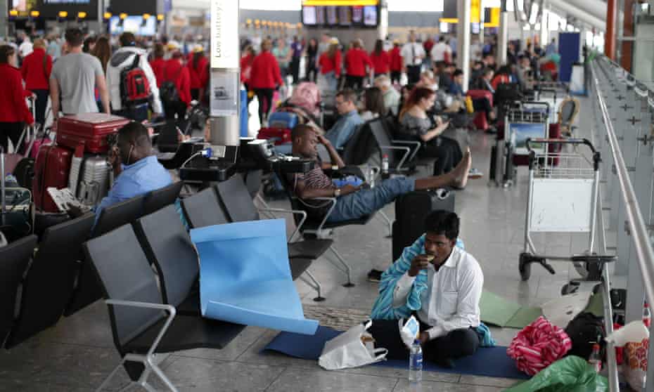 Passengers stranded at Heathrow over the bank holiday weekend.