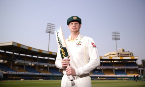 Steve Smith, Australia’s standin captain, poses prior to a training session at Holkare Stadium, Indore, ahead of the third Test