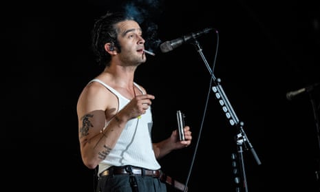 Matt Healy of The 1975 performs during Lollapalooza in Chicago, Illinois