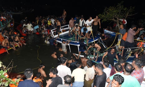 Vessel capsized because it was overcrowded, authorities say, with most of the victims children on school holidays