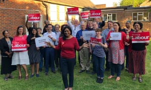 Janet Daby, the Labour candidate, with party campaigners in Lewisham.