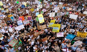 Protesters during the student climate strike outside Sydney Town Hall on Friday.