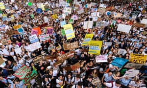 Protesters during the student climate strike outside Sydney Town Hall on Friday.