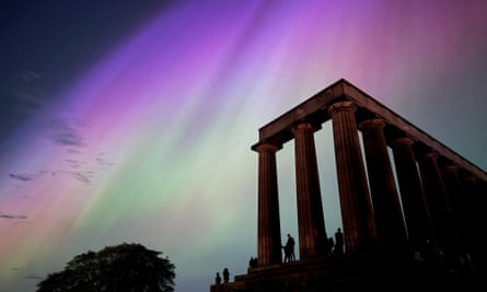 A solar storm over the National Monument of Scotland in Edinburgh.