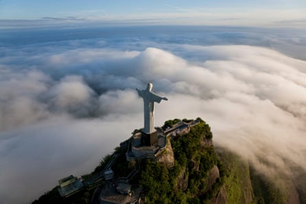 The giant art deco statue of Cristo Redentor (Christ Redeemer) on Corcovado mountain in Rio de Janeiro