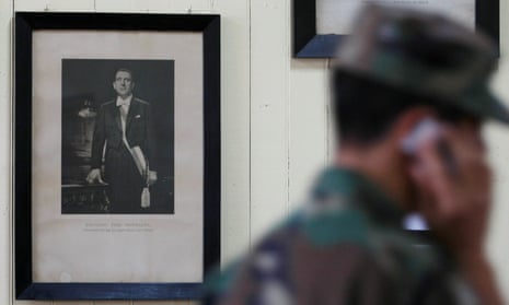 A picture of the Chilean former president Eduardo Frei Montalva on display at a public school in La Union, south of Santiago, Chile. 
