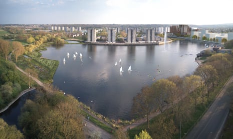 A CGI of how Thamesmead’s Southmere Lake will look post-regeneration. 