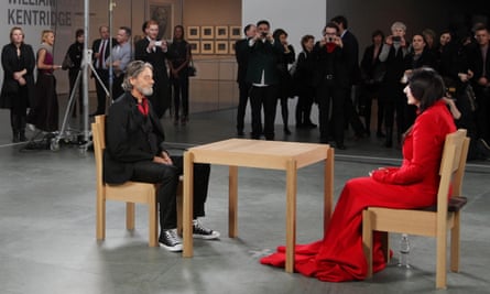 Ulay and Marina sit opposite each other in 2010’s The Artist is Present.