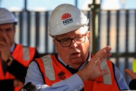 David Chandler speaks to the media at a building site in Sydney in 2023