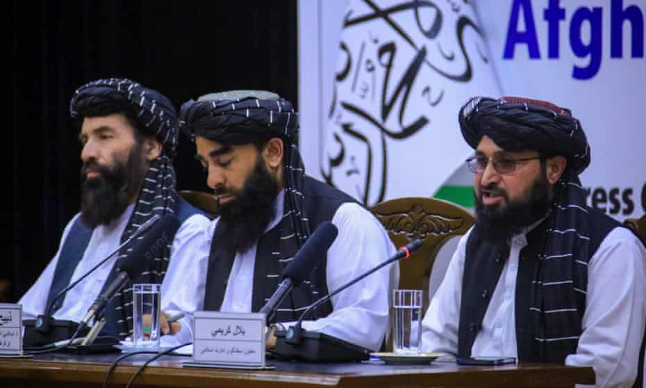 Taliban spokesmen at a press conference on the meeting of elders in Kabul last week.