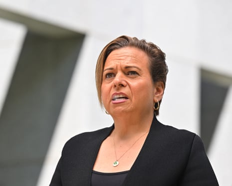 Michelle Rowland at a press conference at Parliament House