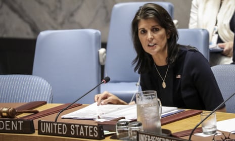 Nikki Haley at UN headquarters in New York City on 17 September.