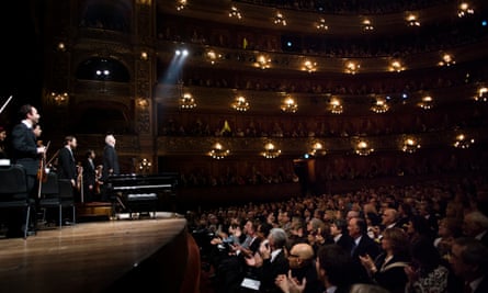 Daniel Barenboim conducts the West-Eastern Divan Orchestra at the Teatro Colon.